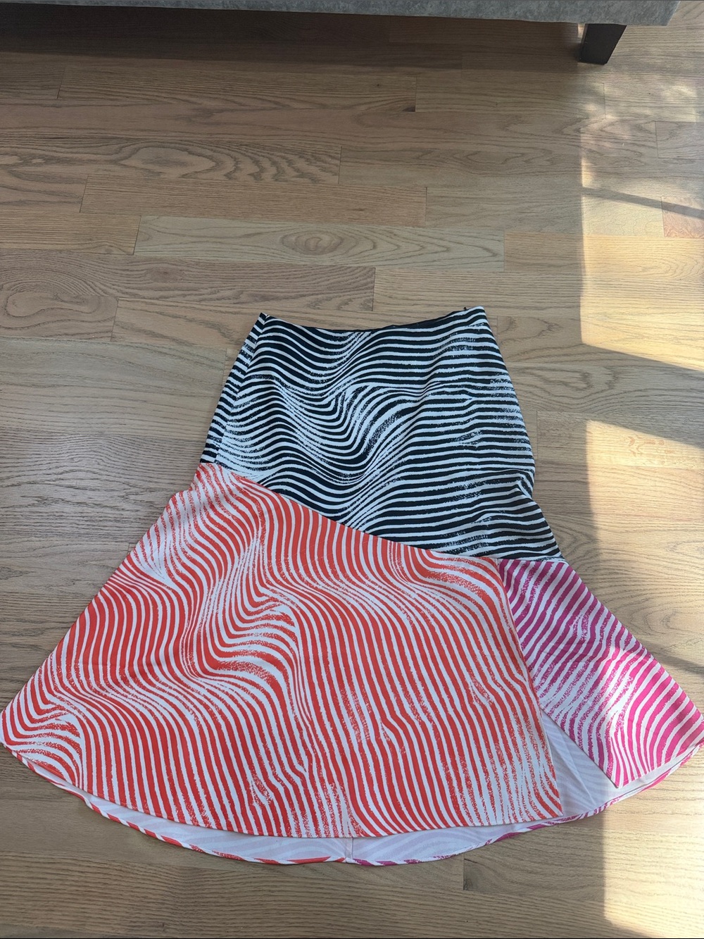 Ted Baker London Black, Red & Pink zebra -Stripe A-Line Skirt